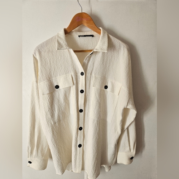 Zara white oversized shacket shirt -XS - Picture 2 of 6